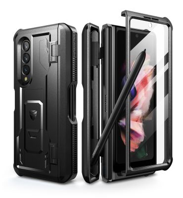 Full Body Shockproof Rugged Bumper Folding Case Holder with Built-in Screen Protector S Pen Slot for Samsung Galaxy Z Fold 3 5G