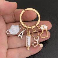 26 Letters New Design Keychain Doctor Stethoscope Syringe Face Souvenir