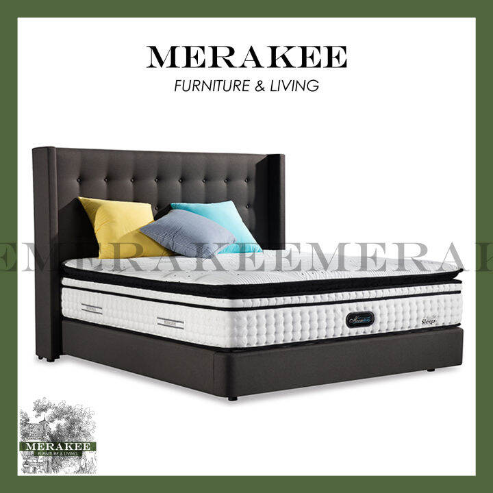 MERAKEE Queen/King Fabric High Headboard Bed Frame Bedroom Furniture