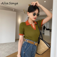 Alisa.Sonya ผู้หญิงลาย Belted ปุ่มคอปกฤดูร้อน Midi ไม่สม่ำเสมอ Casual Flowy เสื้อชุดแขนยาว