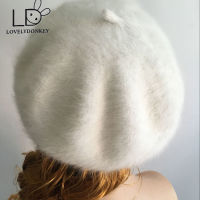 LOVELYDONKEYwomen Plush mink cashmere Beret Ladies hand knitting hats Winter warm knitting cap free shipping M257