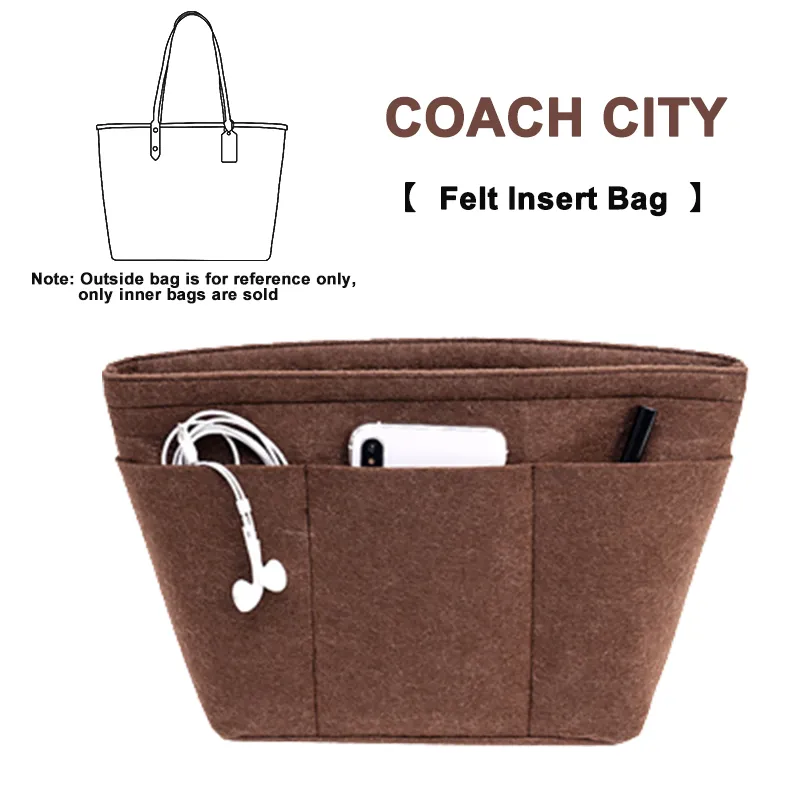 Bag In Bag For COACH CITY 33 Tote Felt Insert Bag Organizer Makeup