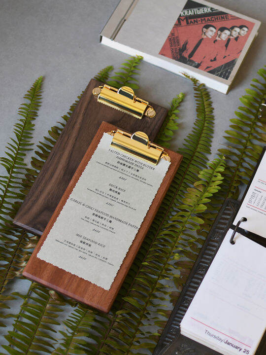 LawvintgeRetro Folder Solid Wood Vertical Menu Holder QR Code Table
