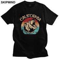 Vintage California T Shirt Men Soft Cotton Grizzly Bear T-shirt O-neck Short Sleeve Casual Graphic Tee Slim Fit Clothing Gift XS-6XL