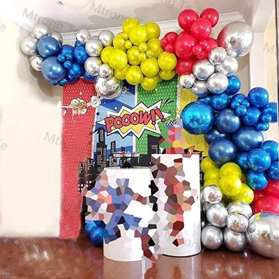 1Set Super Hero Latex Balloons Garland Arch Kit Red Blue Gold Balloons Wedding Birthday Party Decorations Baby Shower Globos Balloons