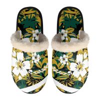 Polynesian Tribal Pohnpei Totem Tattoo Prints New Men Women Floor Indoor Comfortable Warm Soft Flannel Hibiscus Cotton Slippers