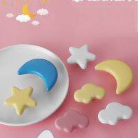 1pc Cartoon Furniture Handles Ceramic Moon Star Knobs Cabinet Drawer Handle Pullers Children Room Home Decor Hardware Accessory Door Hardware Locks