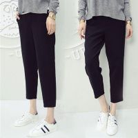 【มีไซส์ใหญ่】Plus Size M-4XL Womens Elastic Waist Black Pants Solid Color Harem Ankle PantsJH