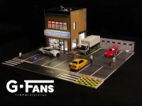 G FANS 1:64 Car Garage Diorama Model With LED Lights Car Parking Lot Dioramas Models