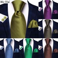 Solid Sage Green Silk Wedding Tie For Men Gift Mens Necktie Handky Cufflink Fashion Business Party Dropshiping Hi Tie Designer