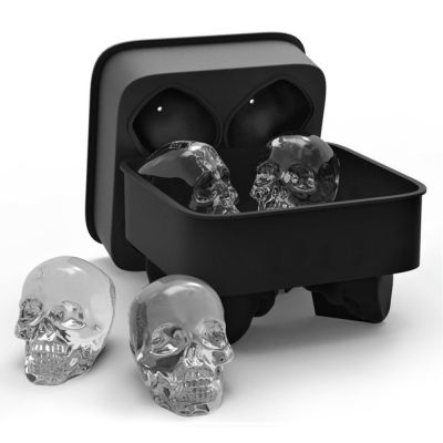 Hot New Whiskey Ice Cube Creative Skull Shape Mold 3D Cool Shape Flexible Ice Cube Easy Release Mold for Bar Home Accessiories Ice Maker Ice Cream Mou