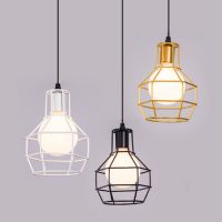 Loft Vintage Hanging Lamps Iron Cage Pendant Lights Retro Home Deco Suspension Luminaires Kitchen Light Fixtures Bar E27 Lights LED Strip Lighting