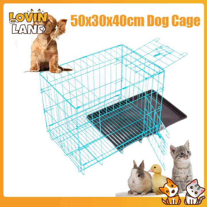 Lovinland 50x37x40cm Dog Cage Bold Iron Cage Bold Metal Small Dogs Fence Paint with Toilet