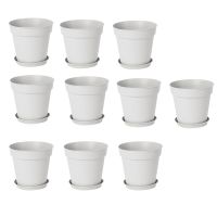 Pots for Plants, 10 Pack Plastic Planters with Multiple Drainage Holes and Tray for All Home Garden Flowers Succulents