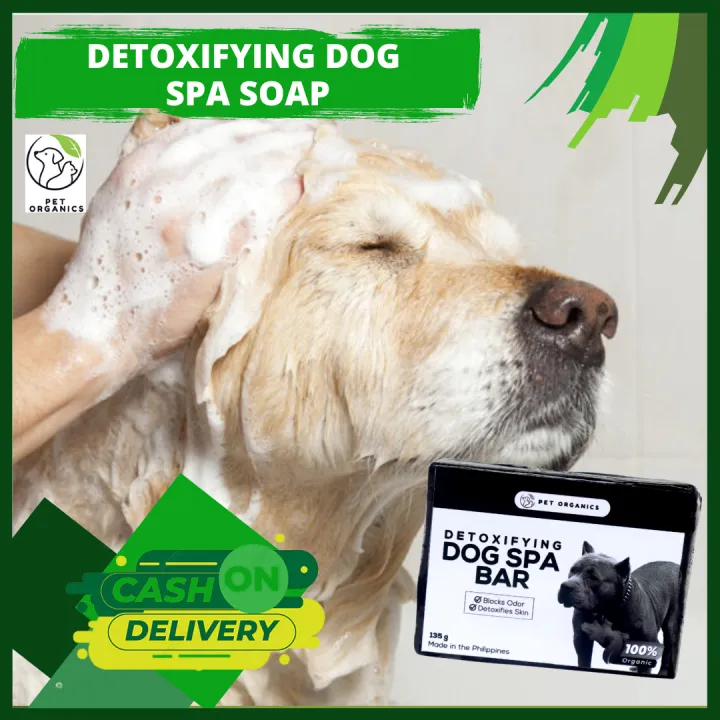 PET ORGANICS] DETOXIFYING DOG SPA SOAP 100% Pure Activated Charcoal Stinky  No More Removes Oil