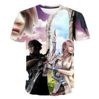 Final Fantasy 3D Printed T-Shirt Anime Character Tops Shirts Summer Fashion Short Sleeve Breathable Plus Size Tee Tops