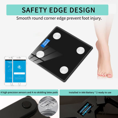 Electronic Scale Smart Weight Scale Bluetooth Connection Explosion-proof Glass Ultra-thin Human Home Health Monitoring