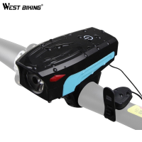 WEST BIKING Bike Lights with 130 db Bells Front Light 5 Modes Cycling Flashlight Waterproof Headlight LED MTB Bicycle Light