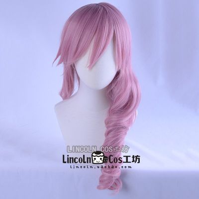 Lightning Final Fantasy FF13 Mixed Pink Curly Long Heat Resistant Hair Cosplay Costume Wig + Free Wig Cap