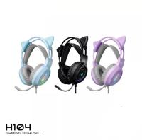 EGA LITE TYPE H104 หูฟังเกมมิ่ง Gaming Headset LED Lighting หูฟังแมว ถอดหูได้ สาย USB 2.0 รับประกันสินค้า 1 ปี น่ารักมาก มีสาย