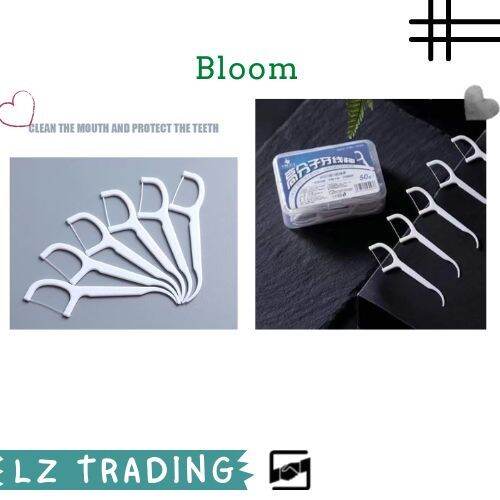 Bloom Dental Floss 50pcs/set Flosser Teeth Toothpick Stick Dental Floss with Arc HookDesign