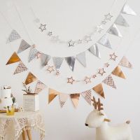 5M 12 Flags Pennant Banner Happy Birthday Decoration First Boy Girl Party Bunting Supplies Kids My 1st One Year Paper Garland Banners Streamers Confet