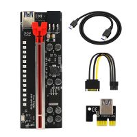 Ver12 Pro USB3.0 PCI-E Riser PCI สำหรับ Express 1x 4x 8x 16x Extender 3528 RGB LED Pcie Riser Adapter การ์ด6P 4P สำหรับ Mining