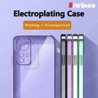 NIWINEE หรูหราชุบตรงสแควร์ขอบใส TPU Soft กรณีโทรศัพท์สำหรับ Xiaomi 12 12 Pro 12ครั้ง12ครั้ง Pro ล้างโทรศัพท์ปกคลุมด้วยเต็มเลนส์ Carema คุ้มครองปลอกกรณีขายร้อน