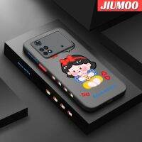 เคส JIUMOO สำหรับ Xiaomi Poco X4 Pro 5G Poco M4 Pro Poco C40การ์ตูนหิมะสีขาวฝ้าใสด้านข้างแข็งขอบสี่เหลี่ยมรูปแบบกล้องปลอกซิลิโคนกันกระแทกเคสนิ่ม