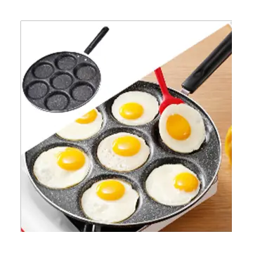 1pc, 4 Holes Frying Pan, Non-Stick Cast Iron Skillet, Egg Fry Pan