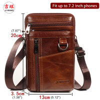 Genuine Leather Male Mini Waist Belt Bags Fanny Packs Mens Multifunctional Small Single Shoulder Bag Multi-pockets Vintage Cowhide 7-inch Cell Phone Pouch Chest Pack Bag Cross Body For Men Real Cowhide Cards Case Coins Keys Holder Vintage Leather Casual