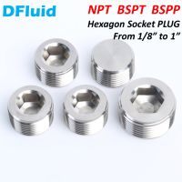 1 pcs 316L NPT Hexagon Socket PLUG BSPT RC ISO7/1 BSPP G ISO228/1 Thread Pipe Fitting PLUG 1/4 3/8 1/2 inch 304 Stainless Steel