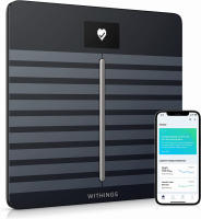 Withings Body Cardio – Premium Wi-Fi Body Composition Smart Scale, Tracks Heart Health, Vascular Age, BMI, Fat, Muscle &amp; Bone Mass, Water %, Digital Bathroom Scale with App Sync via Bluetooth or Wi-Fi Body Black