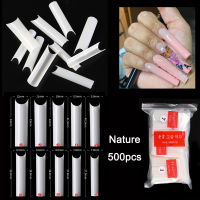 500 PcsBag XXL C Curve Straight Length Nail Tips Extra Nature Transparent Long Salon False Nail Tip Half Cover Artificial Nails