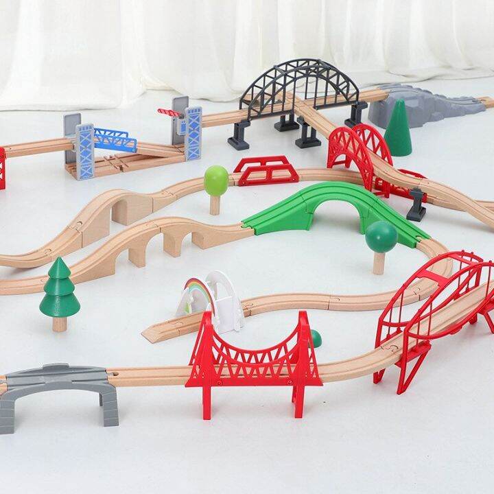 EDWONE ทุกชนิดของสะพานไม้บีชรถไฟแม่เหล็กรางรถไฟไม้อุปกรณ์ติดตามพอดีกับ ...