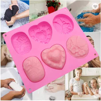Set of 3, 6 Cavities DIY Handmade Soap Moulds - Cake Pan Molds for Baking,  Biscuit Chocolate Mold, Silicone Soap Bar Mold for Homemade Craft, Ice Cube