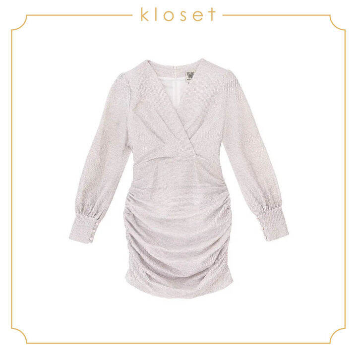 kloset-glitter-strap-mini-dress-aw19-d017-ชุดเดรส-ชุดผ้าพลีท-ชุดเดรสสั้น-ชุดเดรสแฟชั่น