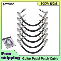 ammoon 36-Pack 30cm 15cm Guitar Effect Pedal Instrument Patch Cable 14" Silver Right-angle Plug Black PVC Jacket 12in 6in