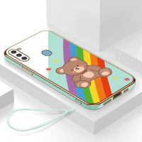 เคสโทรศัพท์ samsung a11 กรอบสีทองชุบด้วยไฟฟ้า รวมทุกอย่าง ฝาหลัง วัสดุ TPU ป้องกันการหล่น ป้องกันการชนกัน กันน้ำ สายรัดข้อมือการ์ตูนน่ารัก เคสโทรศัพท์มือถือ