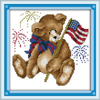 July bear cross stitch kit 14ct 11ct count print canvas stitches embroidery DIY handmade needlework plus