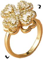 Adjustable Four-Leaf Gifts Shinny Clover Ring Luck Women For Good Anxiety Sparkling Flower Gentle