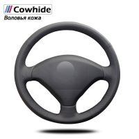 Handsewing Black Genuine Leather Steering Wheel Covers For  Peugeot 307 2001-2008 307 SW 2005-2008 2002 2003 2004 2007