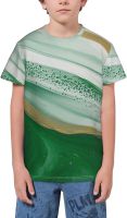 Ombre Art Green Marble Youth Short Sleeve T-Shirt 3D Graphic Tee Tops Shirts for Boys Teens