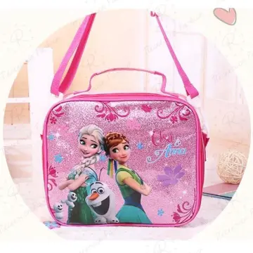 Disney Frozen Lunch Box Portable Cartoon Insulated Double Layer Lunch Bag  for Women Kid Thermal Food