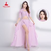 【YD】 Belly Costume for Half Sleeves Top long Skirt 2pcs Adult Performance Dancing Practice Set