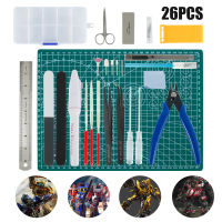 26pcs Model dam Basic Tools Kit Practical Modeler Hobby Building Airplane Assemble Repairing Fixing Craft Pliers Cutting Mat