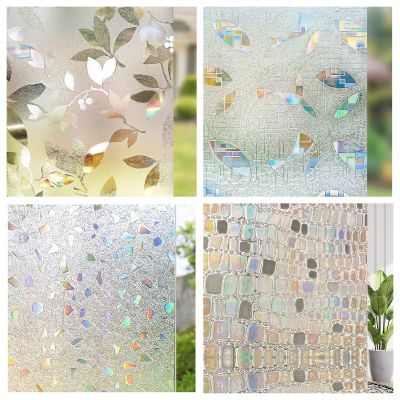 Rainbow Decorative Window Film Privacy Stained Glass Vinyl Self Adhesive Film Static Cling Insulation Window Sticker for Home