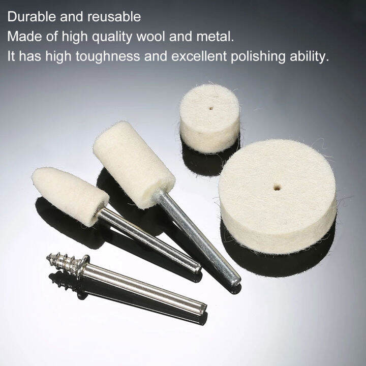 cw-145pcs-wool-felt-mounted-polishing-buffing-wheel-od-3-20mm-grinding-head-for-dremel-drill-rotary-tool-3mm-shank