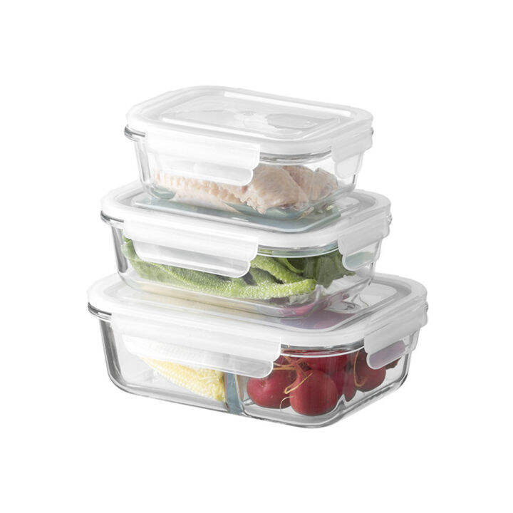 Glass Airtight Food Container With Locking Lid Lunch Box Fresh Keeper 