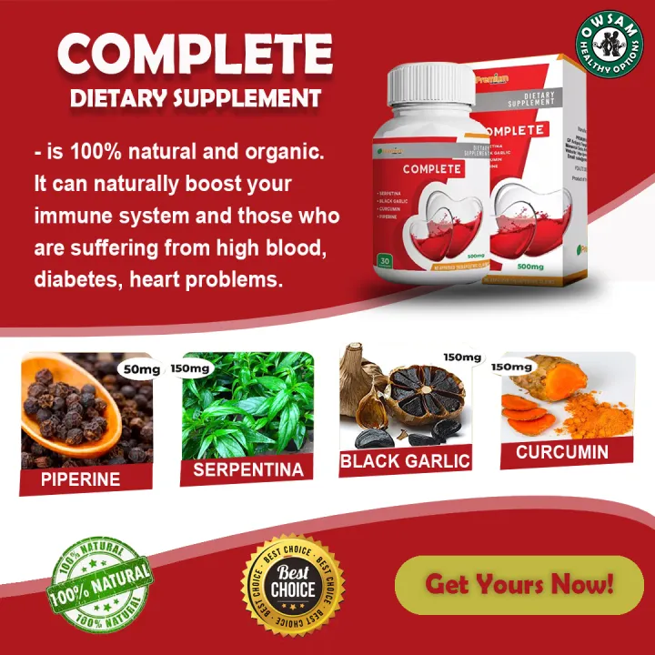 OWSAM Complete Supplement (30 Capsules) With Serpentina, Black Garlic